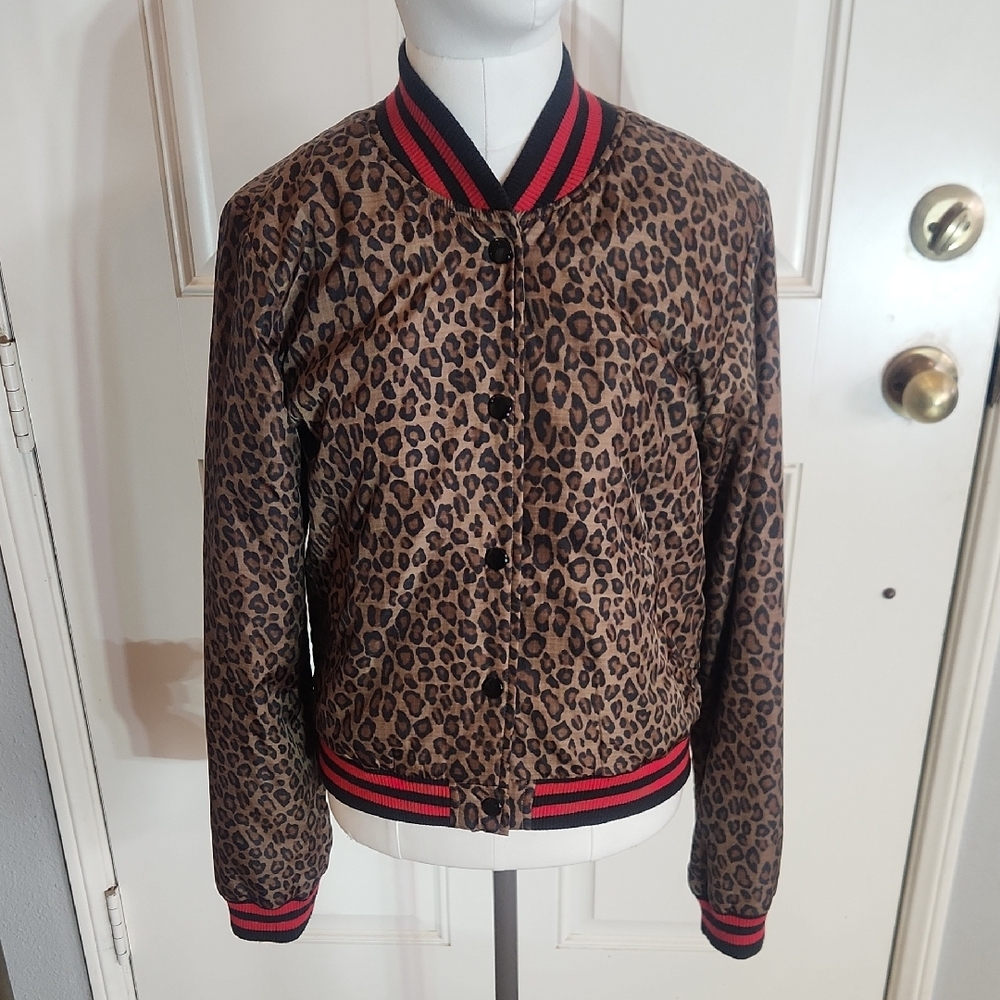 R 13 Leopard Print Bomber Jacket